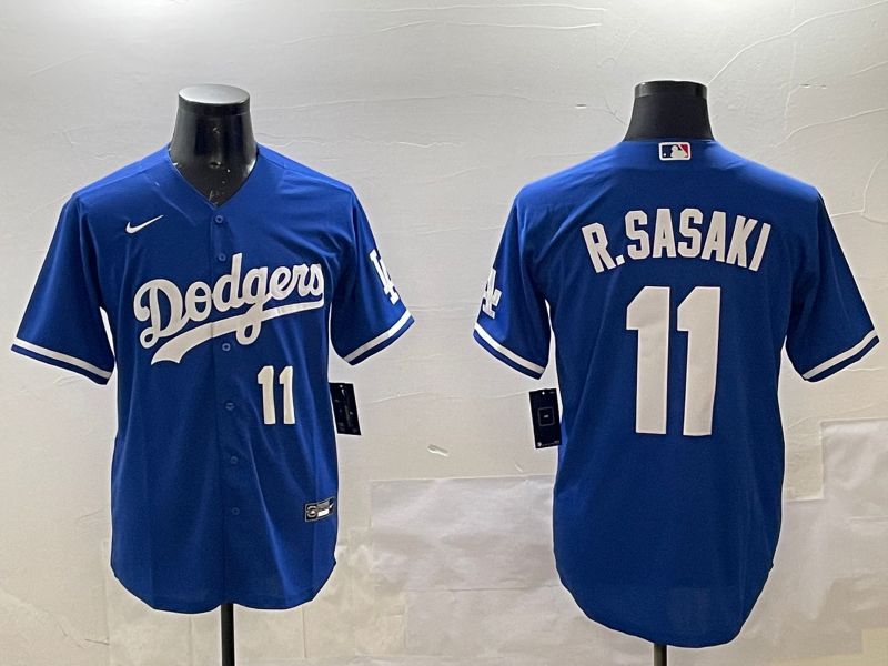 Men Los Angeles Dodgers #11 R.Sasaki Blue Game 2025 Nike MLB Jersey style 3